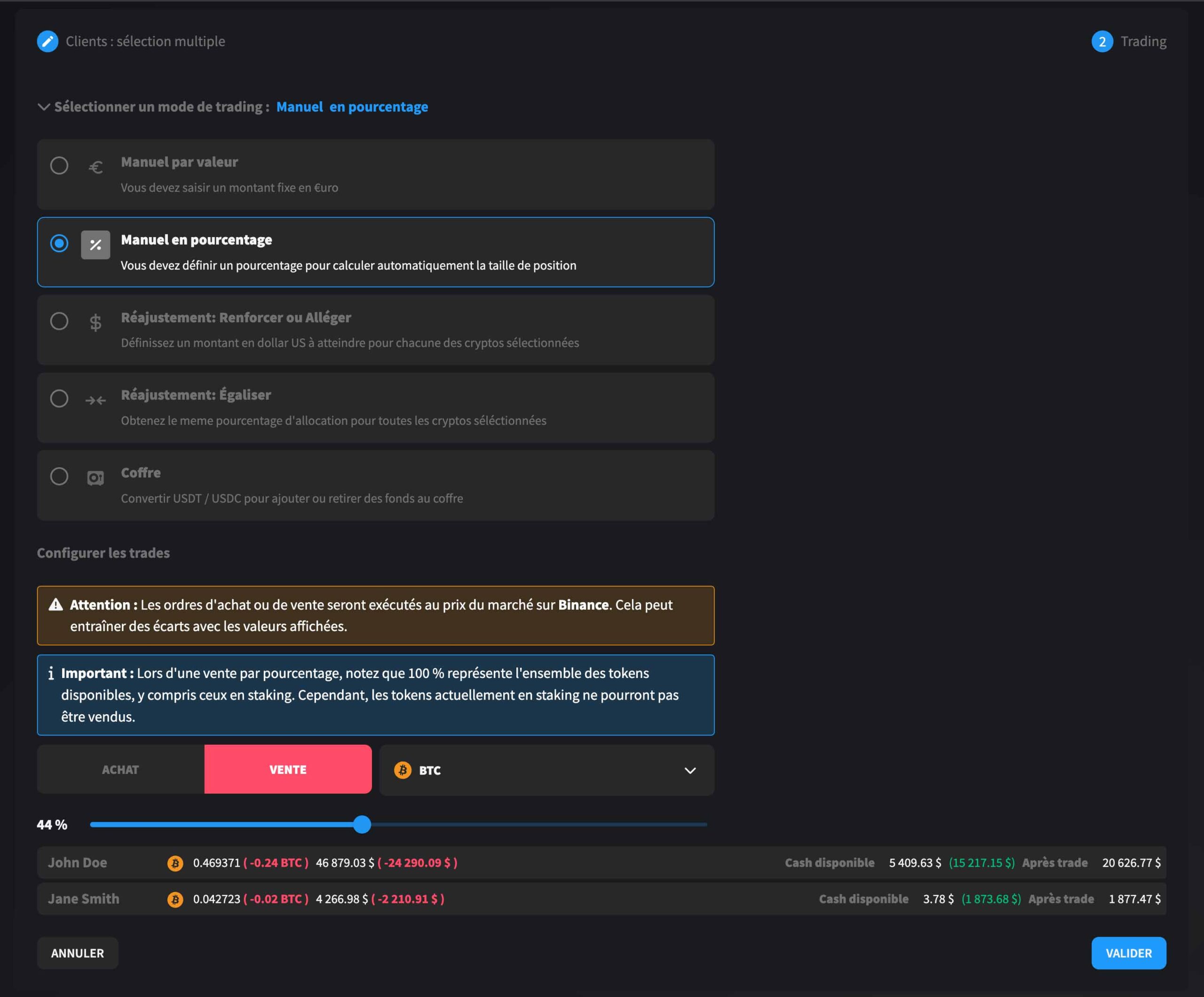 Trading multi-clients intelligent